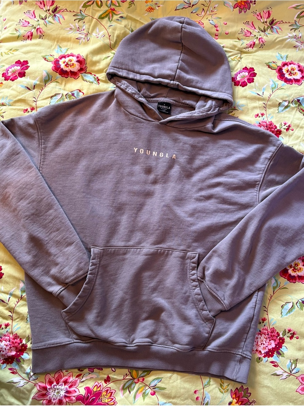 YoungLA Hoodie Mens Grey Gym Pullover Sweatshirt XL 29”x27” EUC